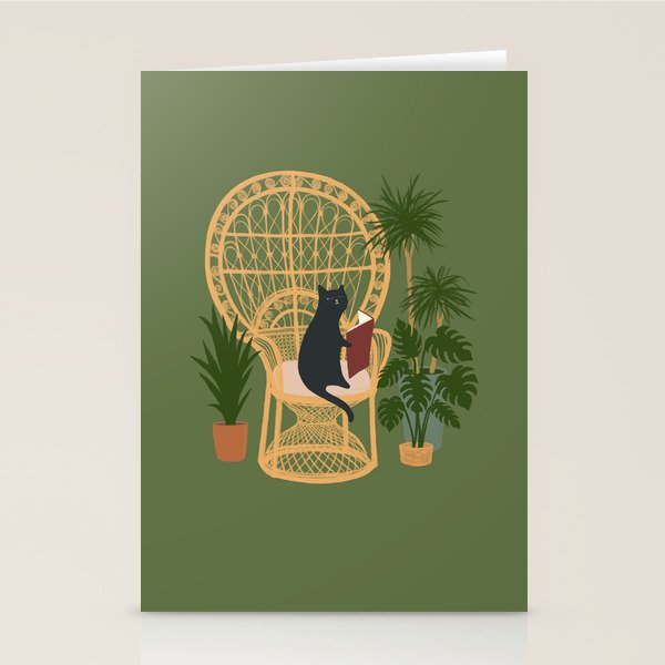 Hidden cat 51 private forest reading area rattan chair Stationery Card Gallery Image 1