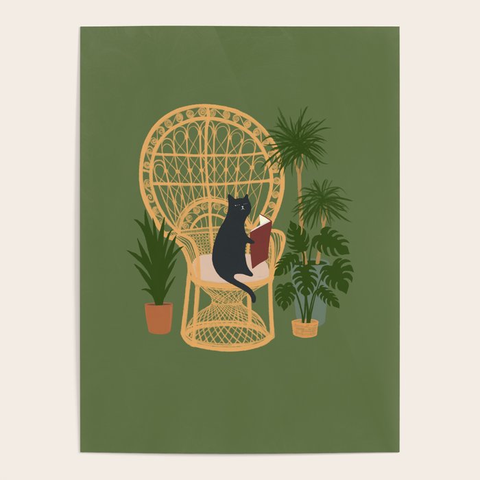 Hidden cat 51 private forest reading area rattan chair Poster Gallery Image 4