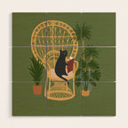 Hidden cat 51 private forest reading area rattan chair Wood Wall Art Gallery Image 1