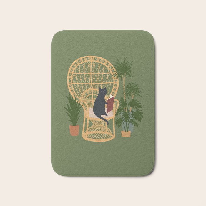 Hidden cat 51 private forest reading area rattan chair Bath Mat Gallery Image 1