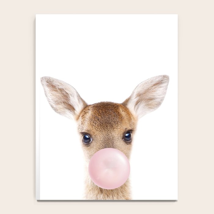 Baby Deer Blowing Bubble Gum, Pink Nursery, Baby Animals Art Print by Synplus Notebook Gallery Image 4