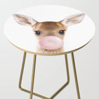 Baby Deer Blowing Bubble Gum, Pink Nursery, Baby Animals Art Print by Synplus Side Table Gallery Image 2