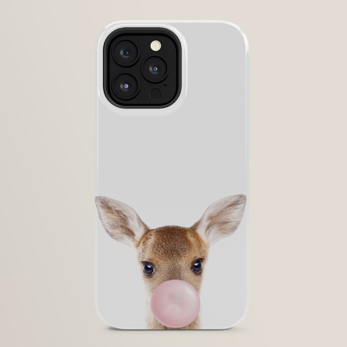 Baby Deer Blowing Bubble Gum, Pink Nursery, Baby Animals Art Print by Synplus iPhone Case Gallery Image 24