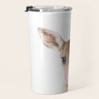 Baby Deer Blowing Bubble Gum, Pink Nursery, Baby Animals Art Print by Synplus Travel Mug Gallery Image 3