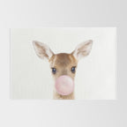 Baby Deer Blowing Bubble Gum, Pink Nursery, Baby Animals Art Print by Synplus Rug Gallery Image 2