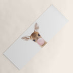 Baby Deer Blowing Bubble Gum, Pink Nursery, Baby Animals Art Print by Synplus Yoga Mat Gallery Image 1
