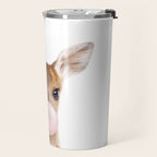 Baby Deer Blowing Bubble Gum, Pink Nursery, Baby Animals Art Print by Synplus Travel Mug Gallery Image 2
