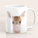 Baby Deer Blowing Bubble Gum, Pink Nursery, Baby Animals Art Print by Synplus Coffee Mug Gallery Image 1