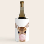Baby Deer Blowing Bubble Gum, Pink Nursery, Baby Animals Art Print by Synplus Wine Chiller Gallery Image 1