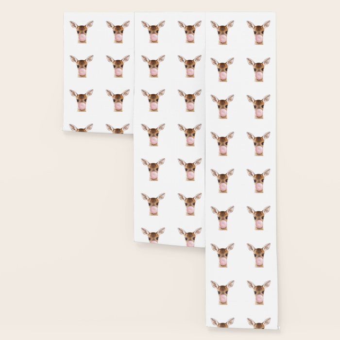 Baby Deer Blowing Bubble Gum, Pink Nursery, Baby Animals Art Print by Synplus Wallpaper Gallery Image 3