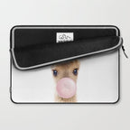 Baby Deer Blowing Bubble Gum, Pink Nursery, Baby Animals Art Print by Synplus Laptop Sleeve Gallery Image 2