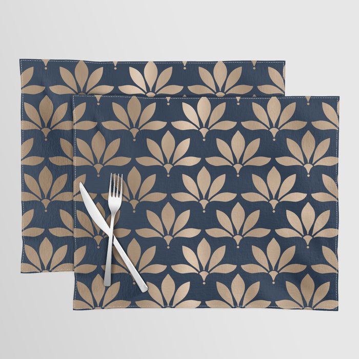 Gold and Navy Art Deco Leaf Design Placemat Gallery Image 1