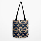 Gold and Navy Art Deco Leaf Design Tote Bag Gallery Image 2
