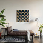 Gold and Navy Art Deco Leaf Design Wood Wall Art Gallery Image 2