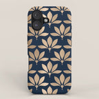 Gold and Navy Art Deco Leaf Design iPhone Case Gallery Image 1