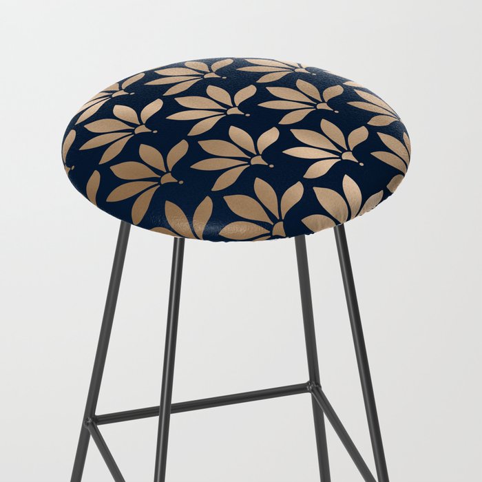Gold and Navy Art Deco Leaf Design Stool Gallery Image 2