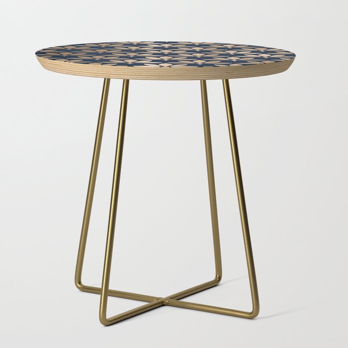 Gold and Navy Art Deco Leaf Design Side Table Gallery Image 1