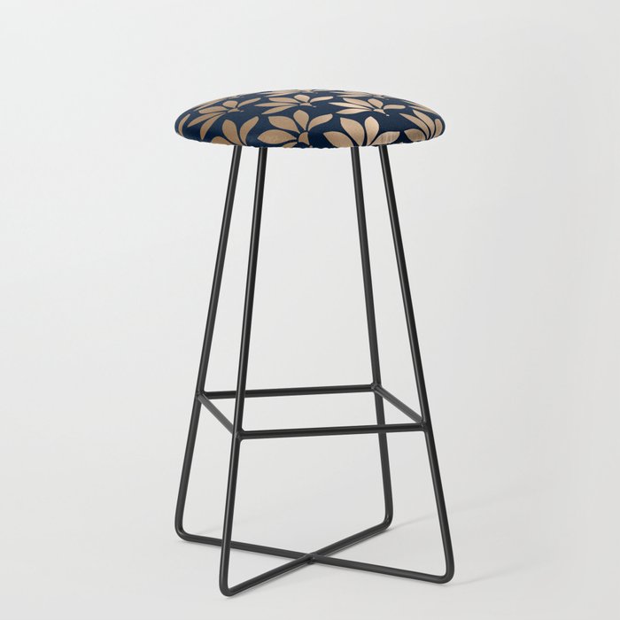 Gold and Navy Art Deco Leaf Design Stool Gallery Image 1