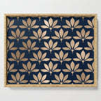 Gold and Navy Art Deco Leaf Design Serving Tray Gallery Image 1