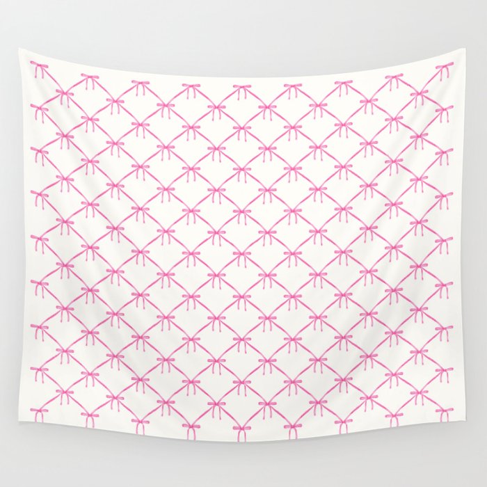 Bows & Ribbons Pattern VIII Y2K Pink Wall Tapestry Gallery Image 4