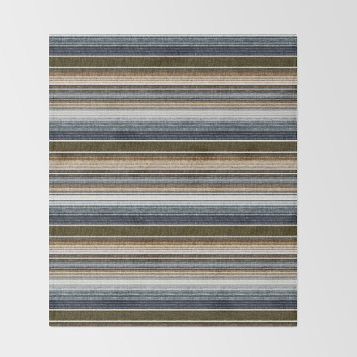 serape southwest stripe - cool natural tones Throw Blanket Gallery Image 2