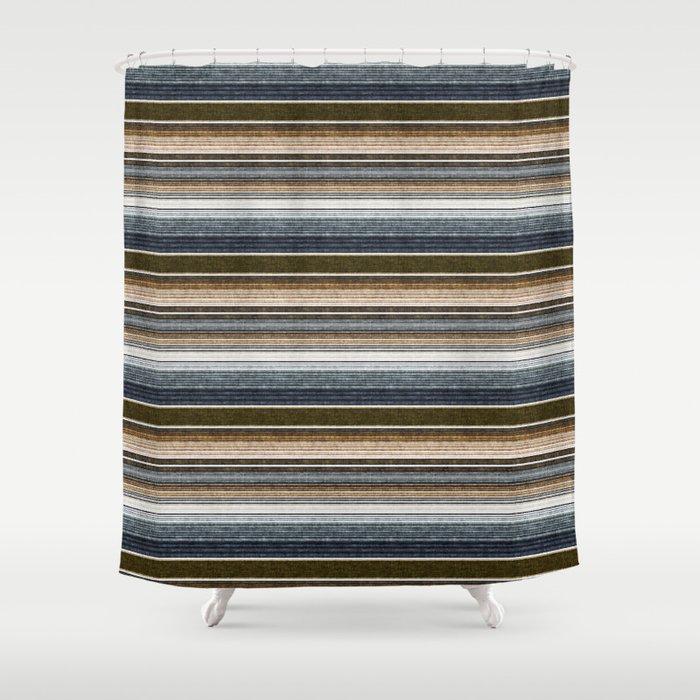 serape southwest stripe - cool natural tones Shower Curtain Gallery Image 1