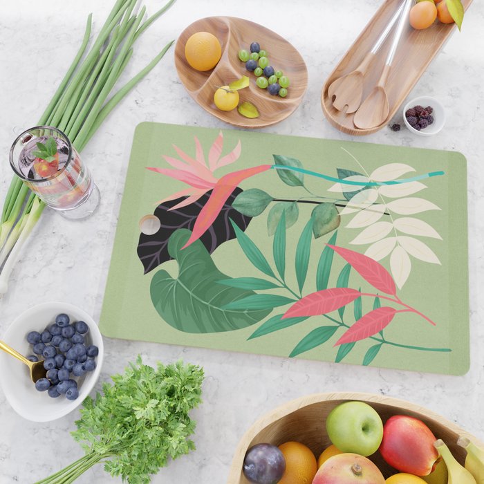 Minimal Abstract Art Tropical Garden 5 Cutting Board Gallery Image 2