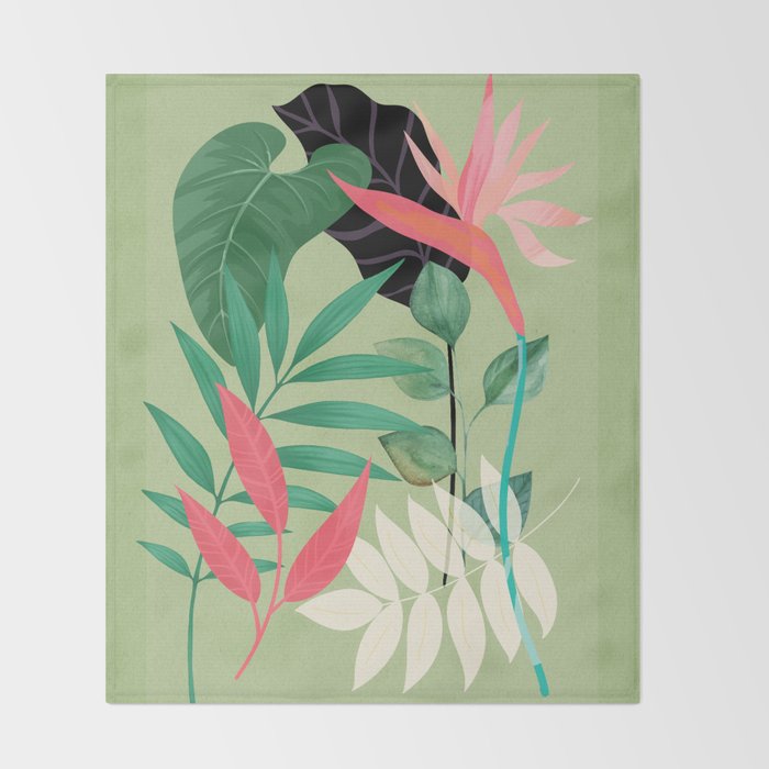 Minimal Abstract Art Tropical Garden 5 Throw Blanket Gallery Image 2