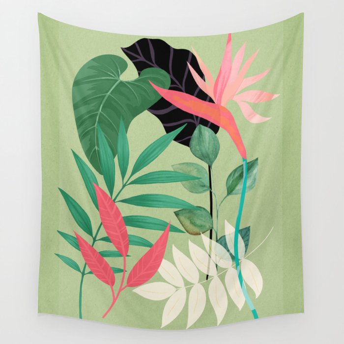 Minimal Abstract Art Tropical Garden 5 Wall Tapestry Gallery Image 1