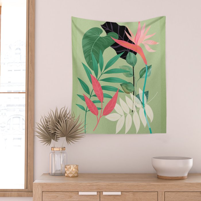 Minimal Abstract Art Tropical Garden 5 Wall Tapestry Gallery Image 2
