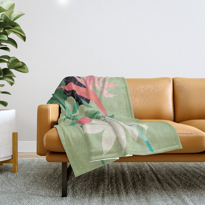 Minimal Abstract Art Tropical Garden 5 Throw Blanket Gallery Image 1