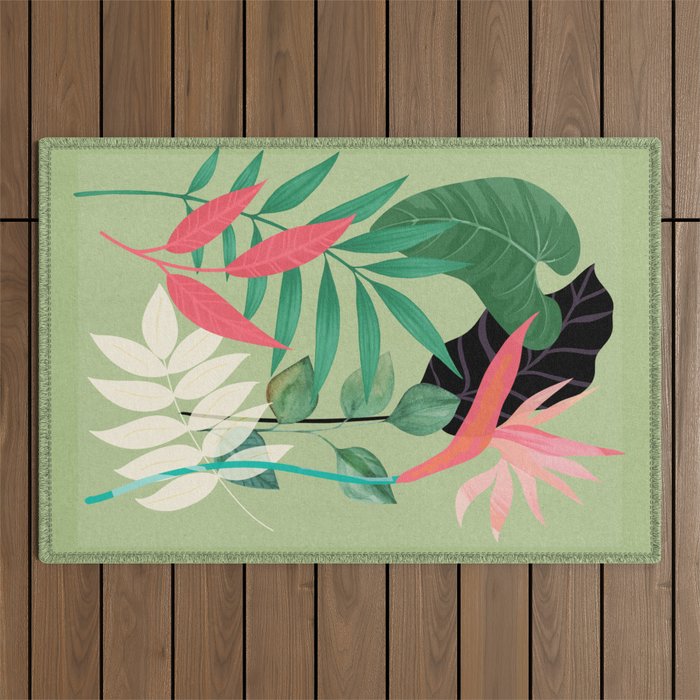 Minimal Abstract Art Tropical Garden 5 Outdoor Rug Gallery Image 1