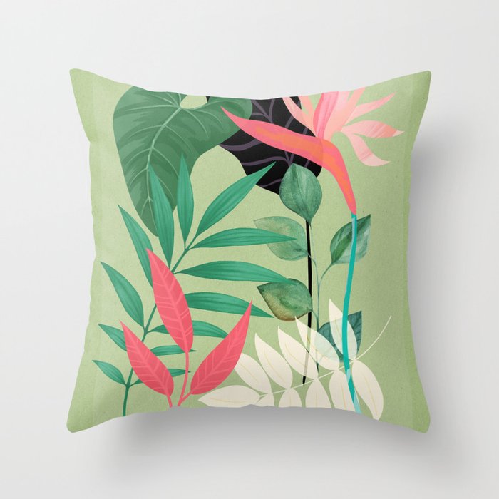 Minimal Abstract Art Tropical Garden 5 Throw Pillow Gallery Image 1
