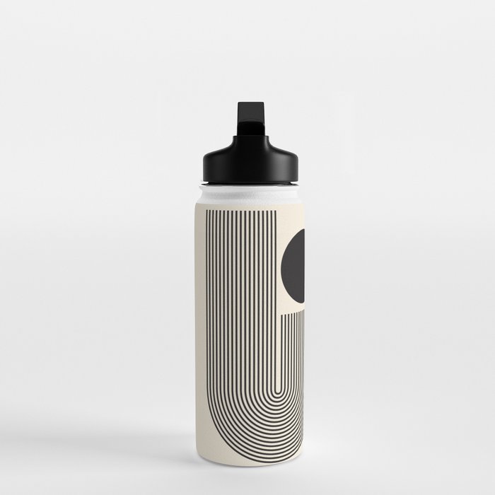 Abstraction_BLACK_LINE_DOT_POP_ART_Minimalism_004D Water Bottle Gallery Image 3