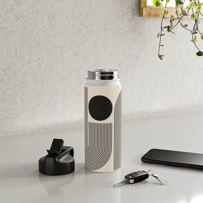 Abstraction_BLACK_LINE_DOT_POP_ART_Minimalism_004D Water Bottle Gallery Image 4