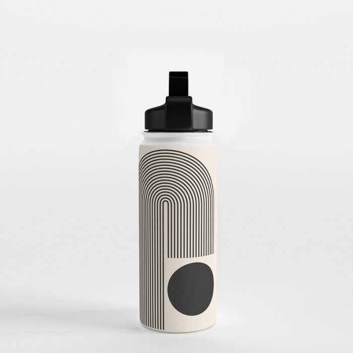 Abstraction_BLACK_LINE_DOT_POP_ART_Minimalism_004D Water Bottle Gallery Image 2
