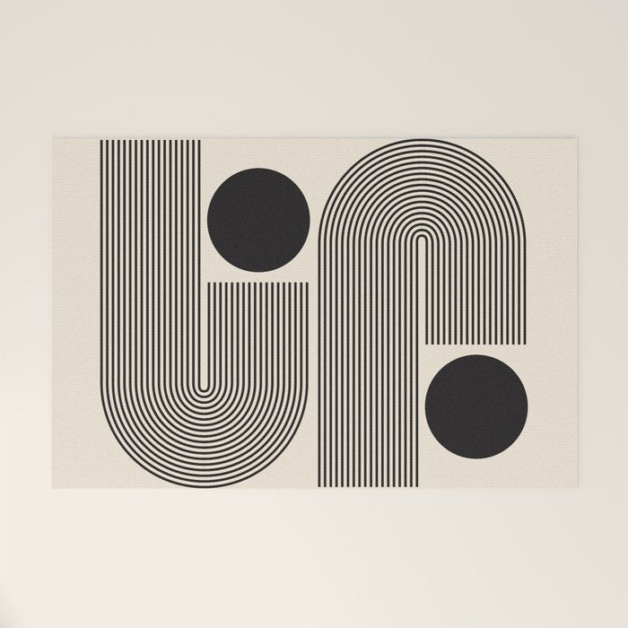 Abstraction_BLACK_LINE_DOT_POP_ART_Minimalism_004D Welcome Mat Gallery Image 1