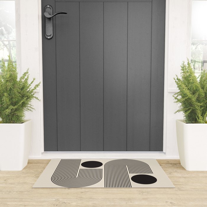 Abstraction_BLACK_LINE_DOT_POP_ART_Minimalism_004D Welcome Mat Gallery Image 3