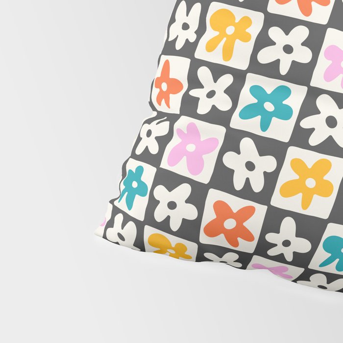 Trendy checkered flower art pattern Pillow Sham Gallery Image 4
