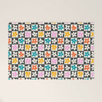 Trendy checkered flower art pattern Welcome Mat Gallery Image 1