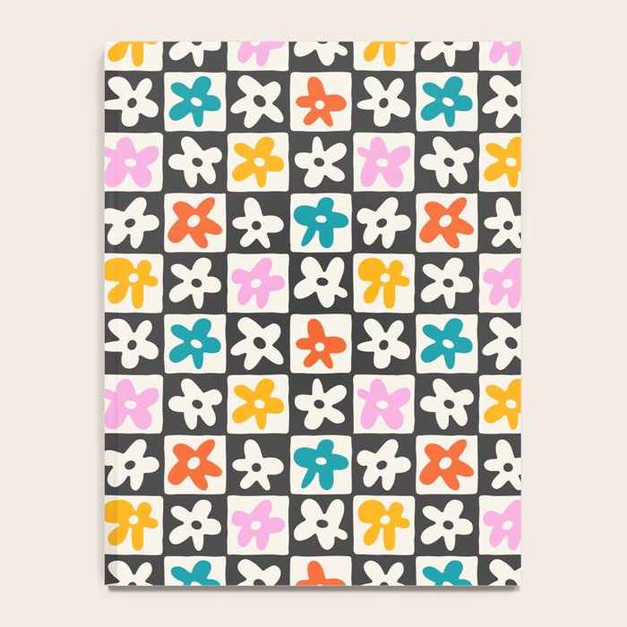 Trendy checkered flower art pattern Notebook Gallery Image 4