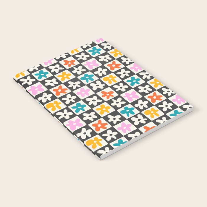 Trendy checkered flower art pattern Notebook Gallery Image 2
