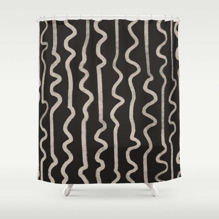 Noir: Mid Century Pattern Shower Curtain Gallery Image 1