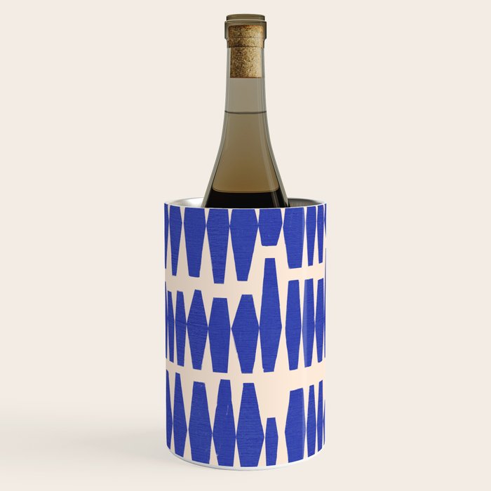 Handrawn Geometric Blue Pattern Wine Chiller Gallery Image 1