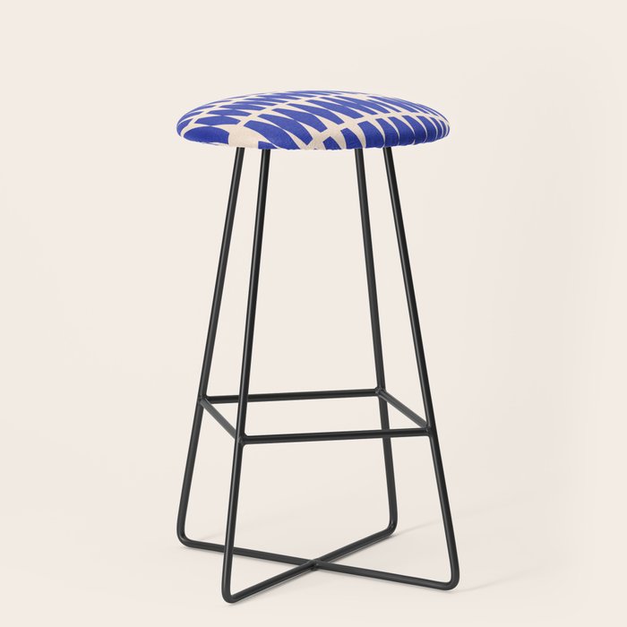 Handrawn Geometric Blue Pattern Stool Gallery Image 1