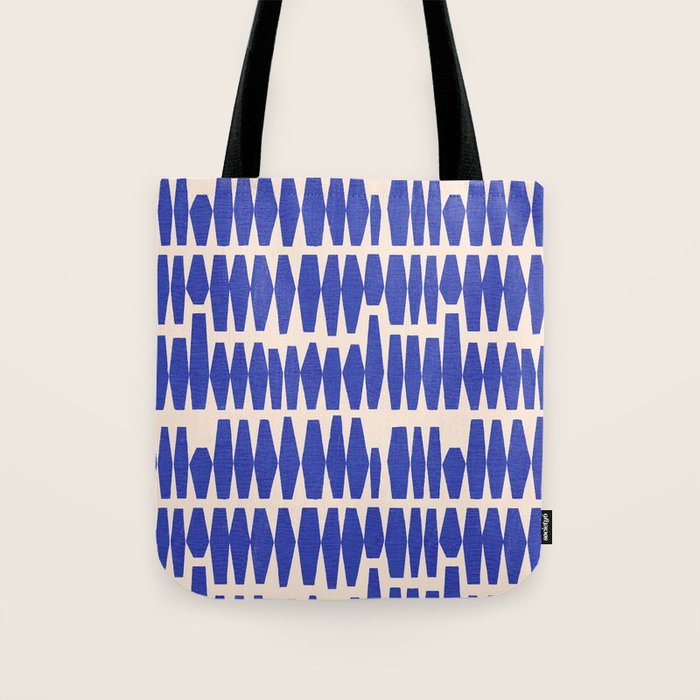 Handrawn Geometric Blue Pattern Tote Bag Gallery Image 1
