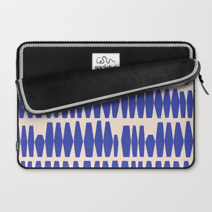 Handrawn Geometric Blue Pattern Laptop Sleeve Gallery Image 2