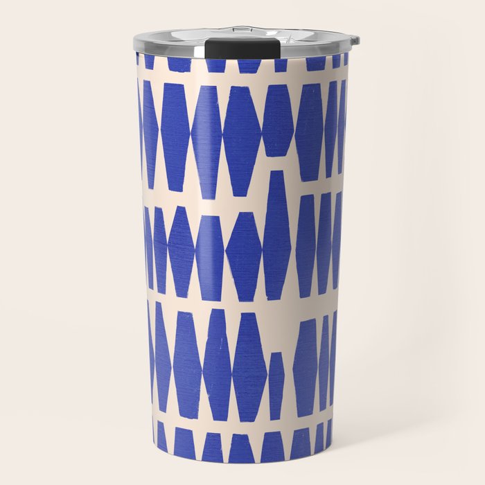 Handrawn Geometric Blue Pattern Travel Mug Gallery Image 1