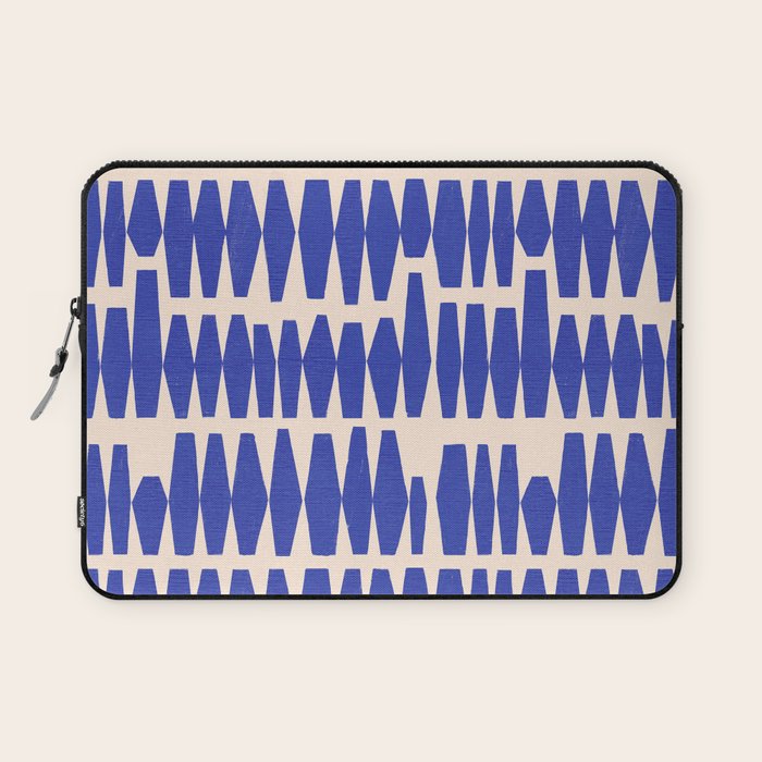 Handrawn Geometric Blue Pattern Laptop Sleeve Gallery Image 1