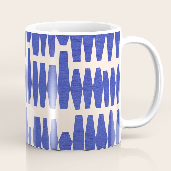 Handrawn Geometric Blue Pattern Coffee Mug Gallery Image 1